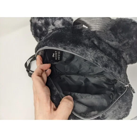 Disney Mickey Mouse Mini Backpack Furry Ears Black Red NWT